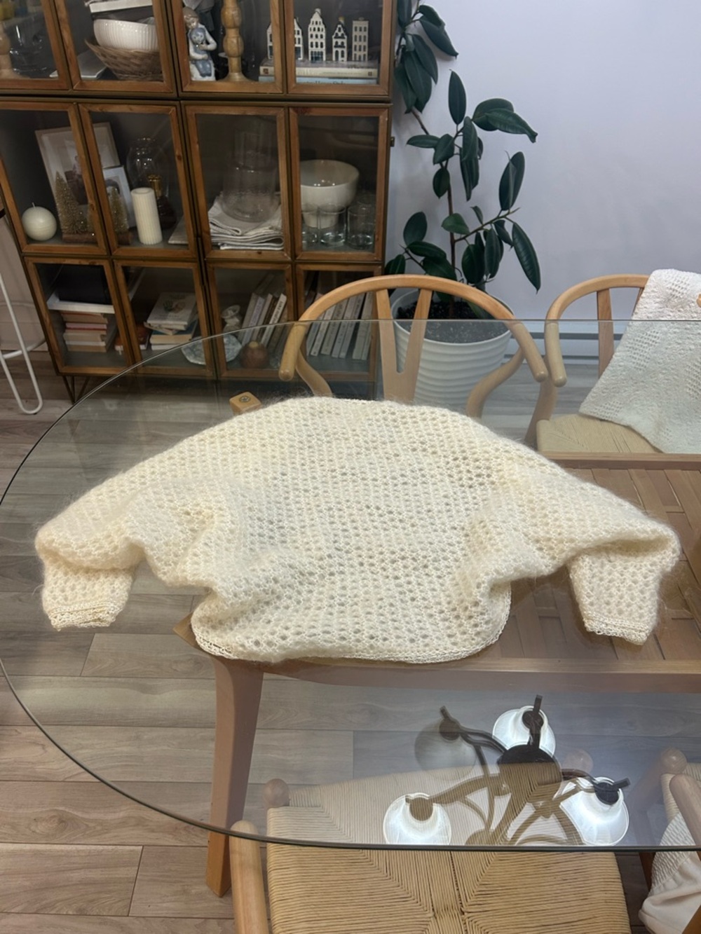 Hand Knitted Mohair Open-Knit Sweater/Shawl